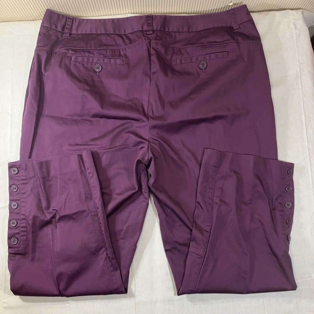 Style & Co Woman Plus Size 20W Plum Purple Stretch Cotton Cropped Pants WPL 8046 - Picture 9 of 10